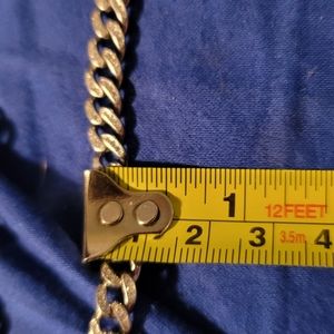 Mens diamond accented silver necklace and bracelet